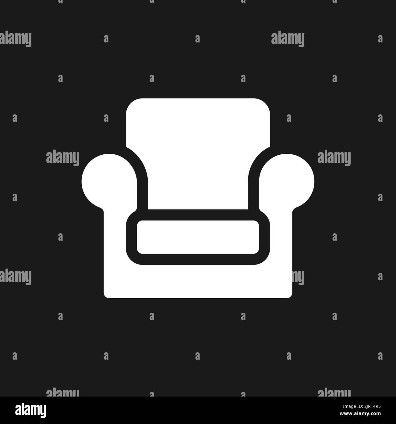 Armchair dark mode glyph ui icon Stock Vector