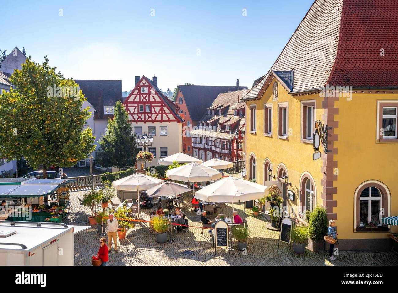 View over Market Place, Pfullendorf, Germany Stock Photo