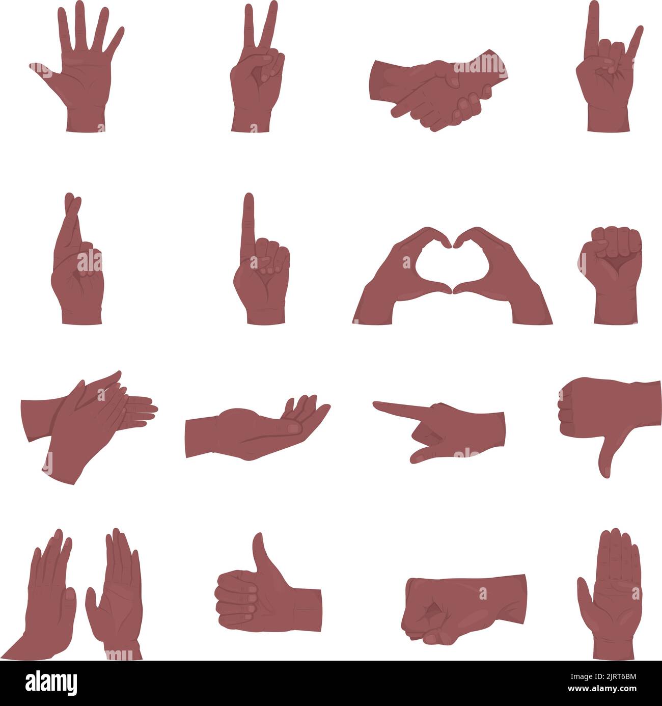 Body language semi flat color vector hand gestures set Stock Vector
