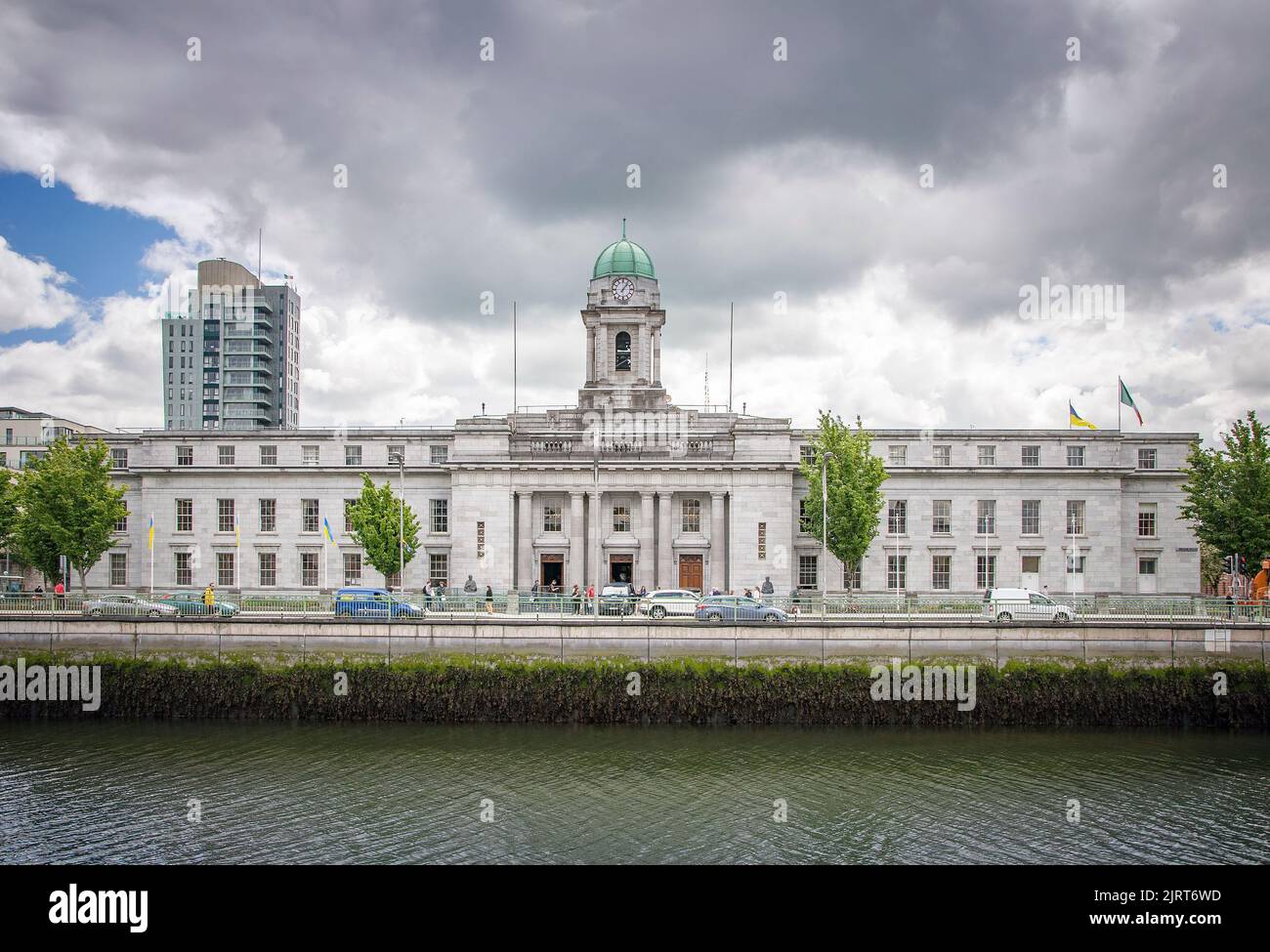 CORK, IRELAND. JUNE 03, 2022. Panoramic view to the City Hall from the embankment. Old city center. Summertime Stock Photo