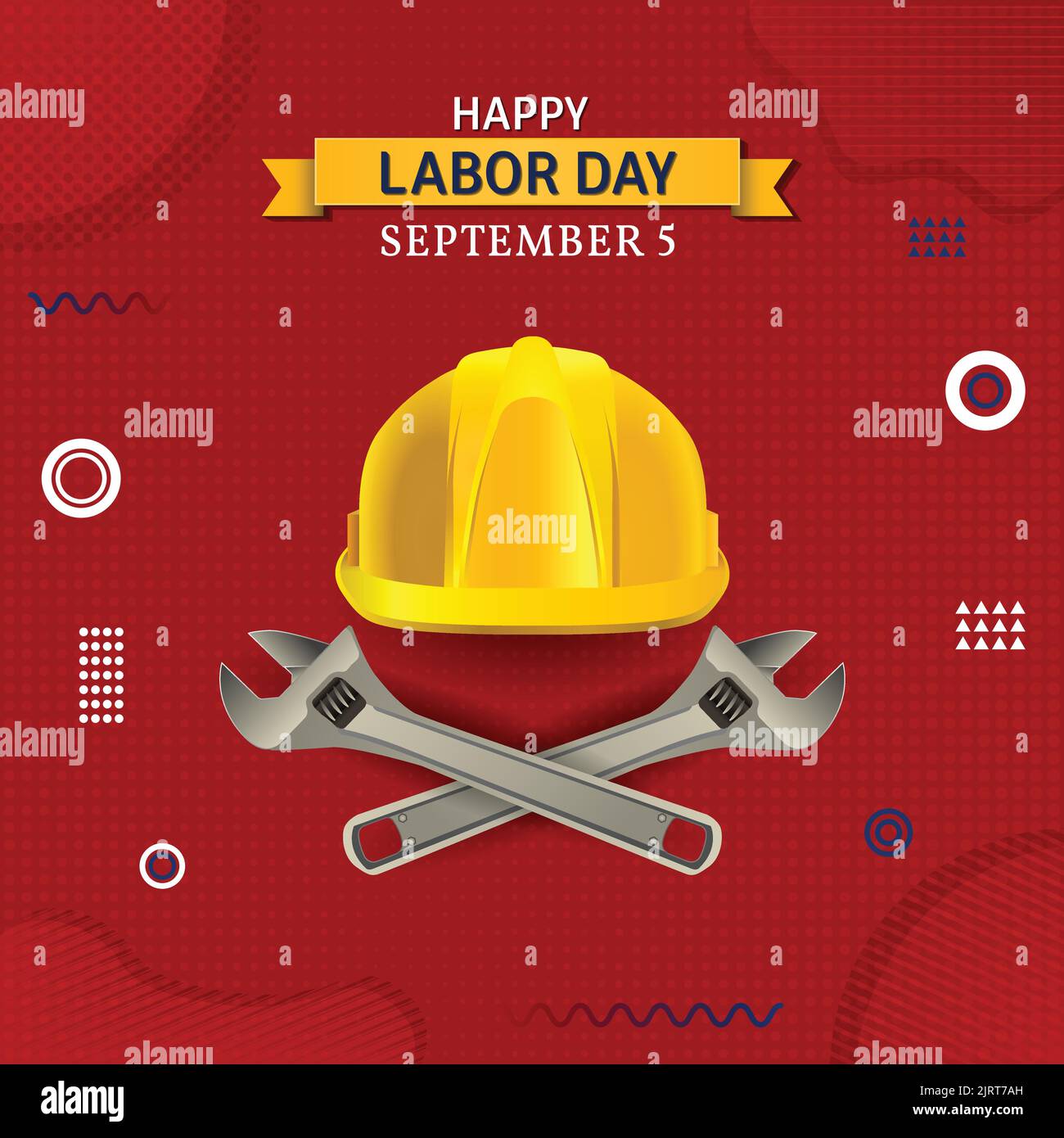 Happy Labor Day USA Memphis Vector Poster Illustration September 5
