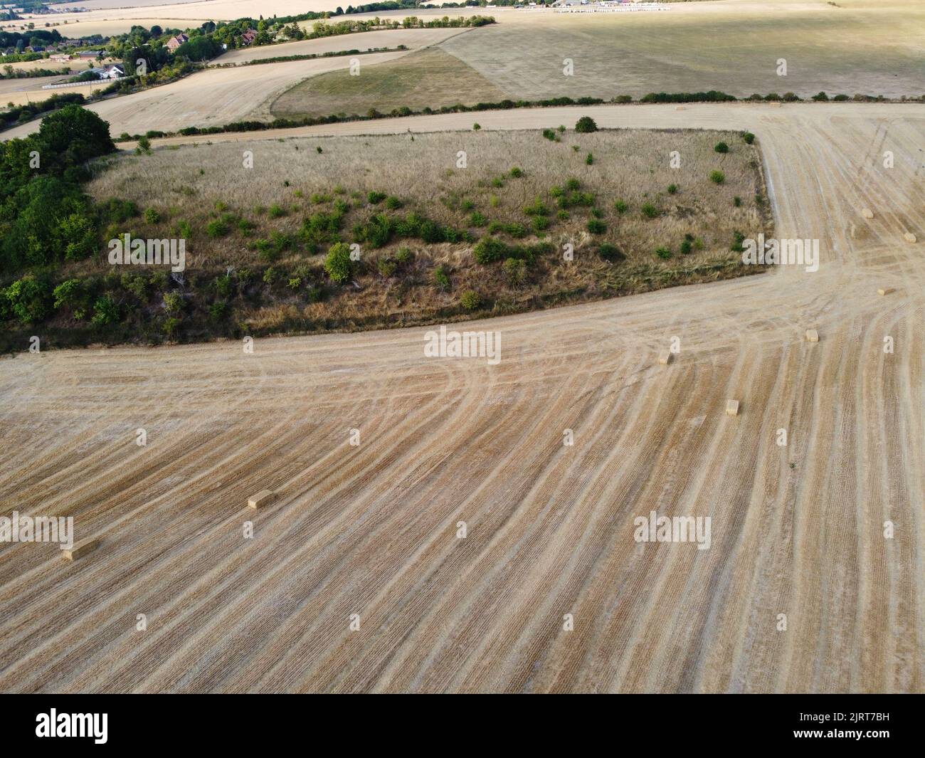 British Agricultural Farms and Countryside. high angle drone's footage