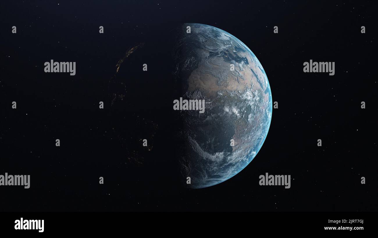 Planet Earth From Outer Space Realistic Transition From Night To Day Planet Earth From Outer Space Realistic Transition From Night To Day