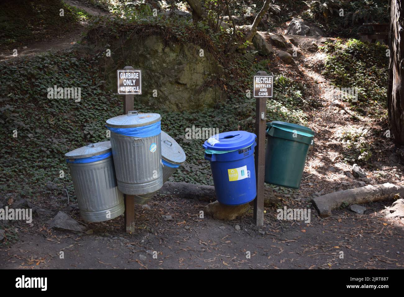 Separated garbage cans in the Limklin State Park, for regular garbage