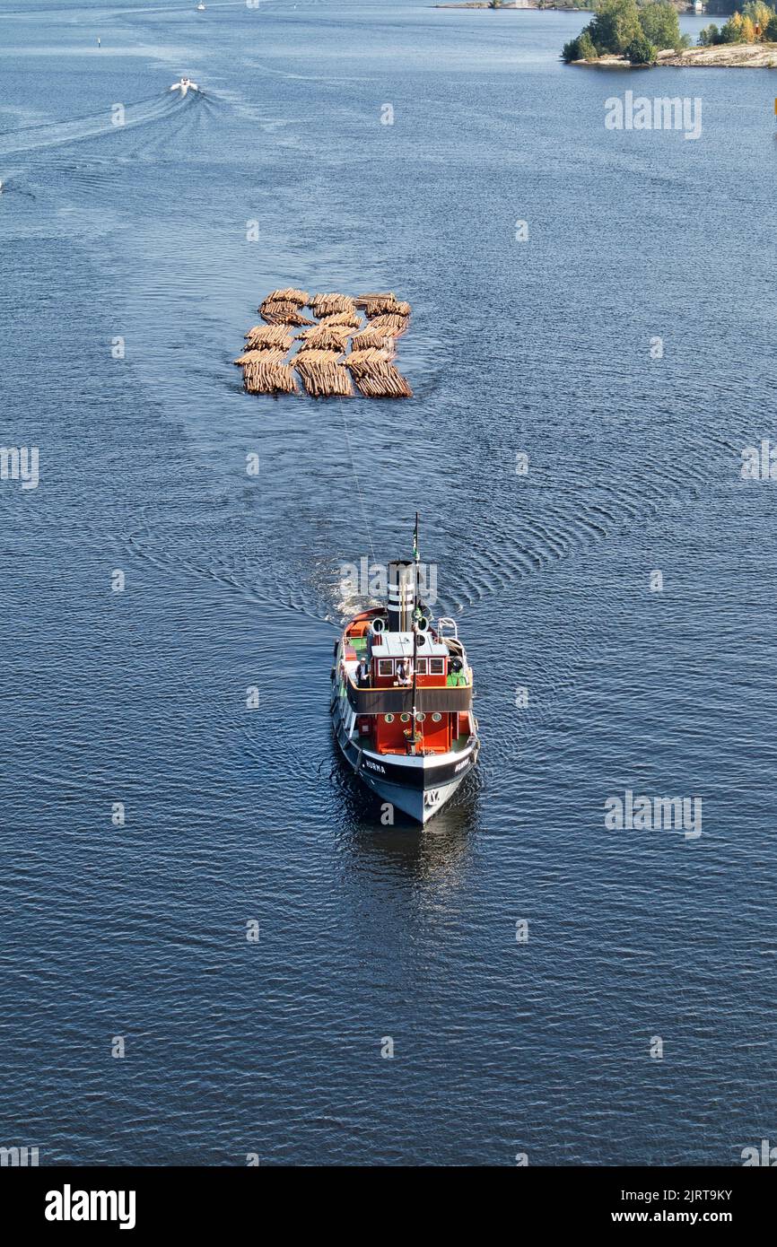 Lappeenranta, Finland – 08/19/2022:Tugboat S/S Hurma a work Stock Photo
