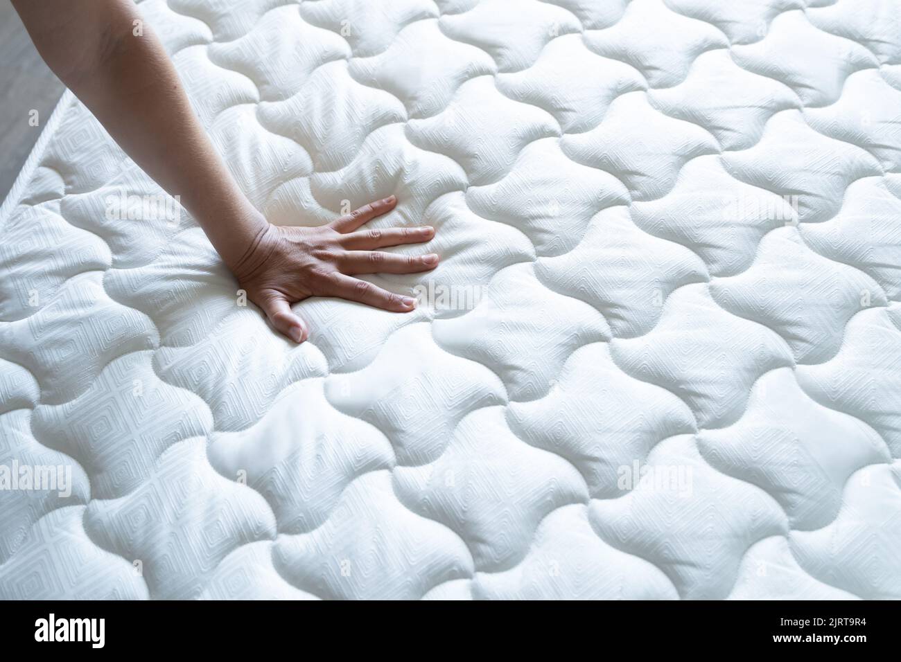 Hand Testing Orthopedic Memory Foam Core Mattress Stock Photo Alamy