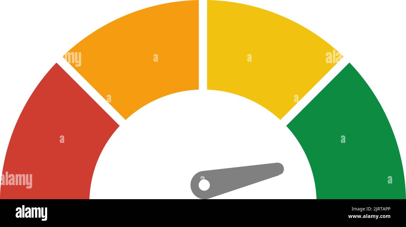 Vector speedometer meter with arrow for dashboard with green, yellow