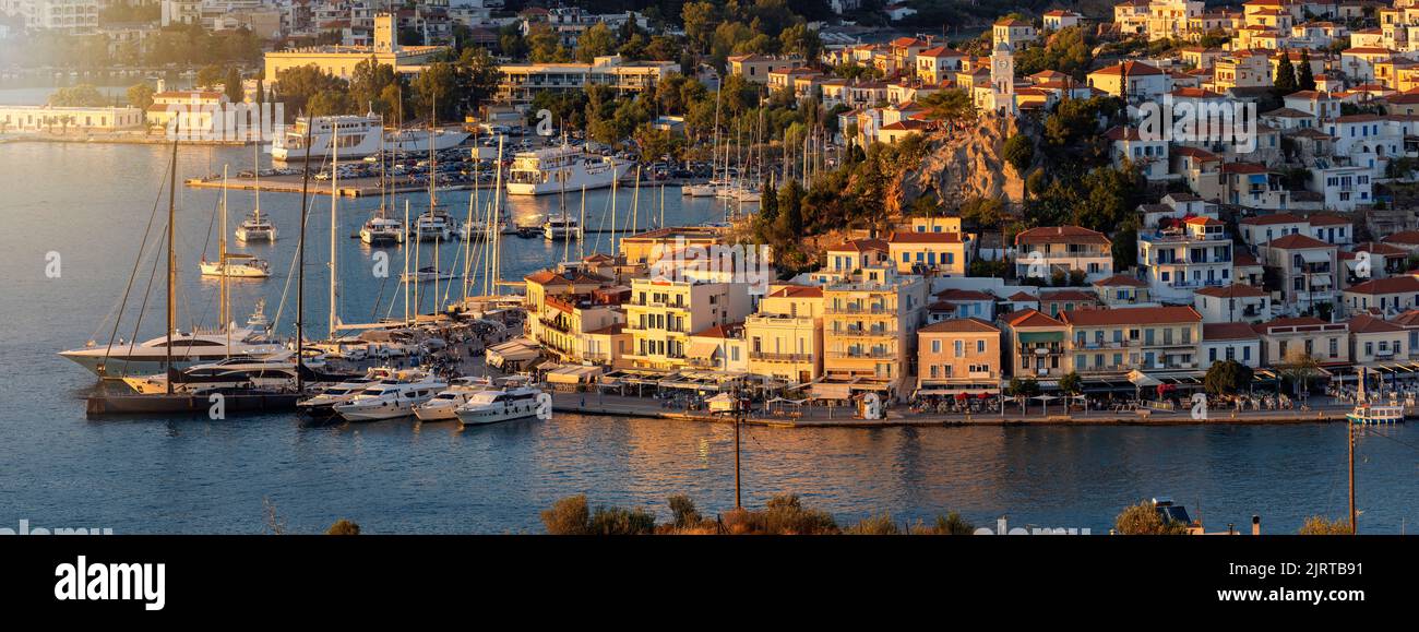 The beautiful town of Poros island, Saronic Gulf, Greece Stock Photo