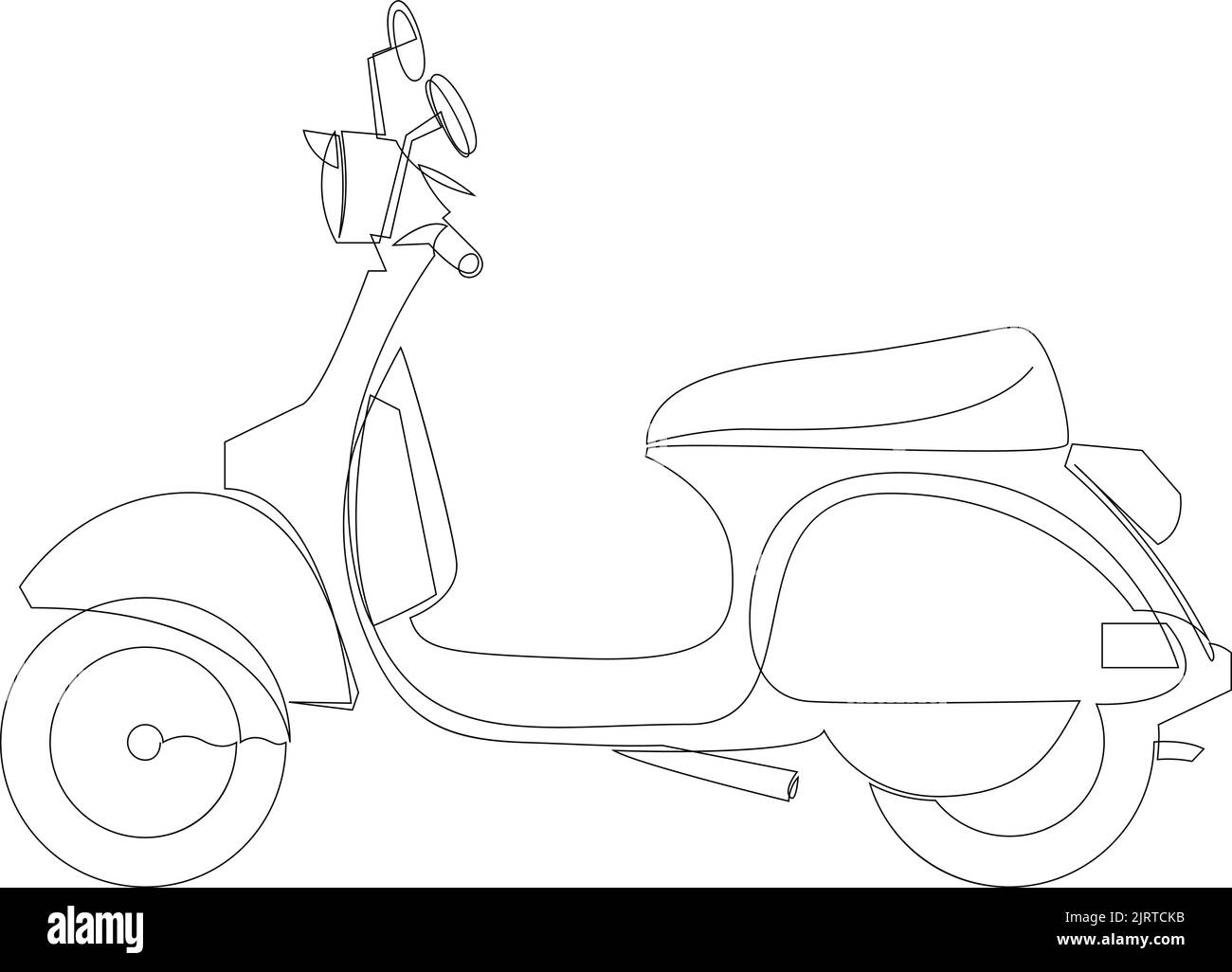 Classic scooter continuous one line drawing. Classical scooter motorcycle. Vintage Asian underbone motorbike logo. Vector illustration Stock Vector