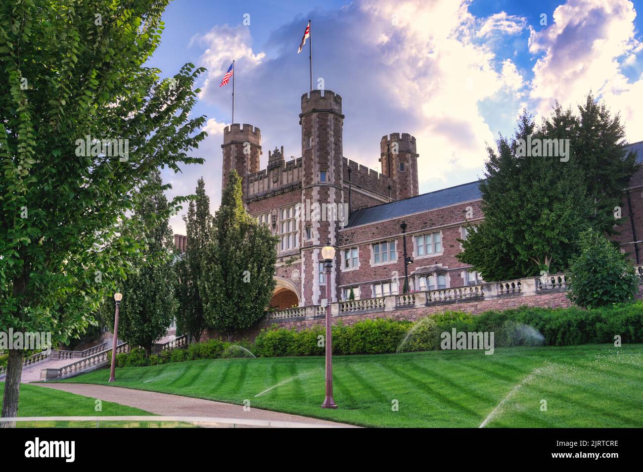 St. Louis, Missouri - 08.22.2021 - Brookings Hall on the Danforth Campus of Washington University in St. Louis. Stock Photo