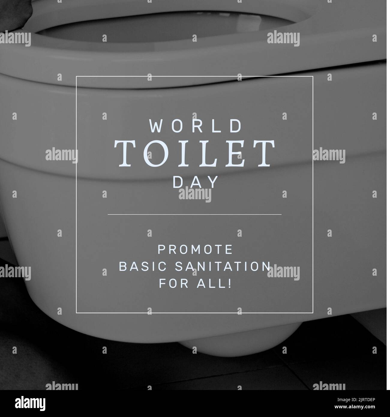 Digital composite image of world toilet day promote basic sanitation for all text on commode Stock Photo