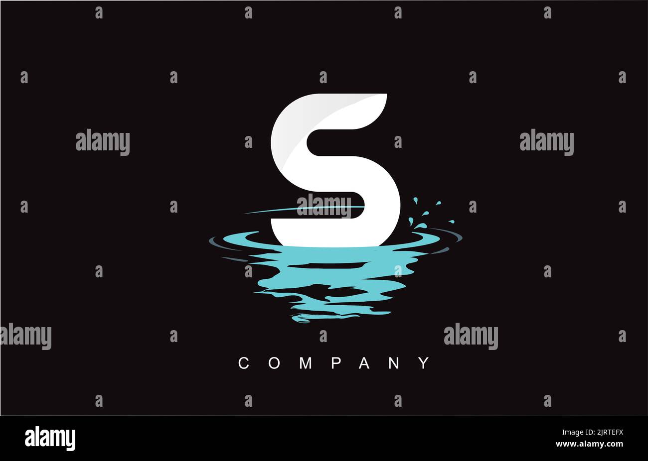 S Letter Logo Design with Water Splash Ripples Drops Reflection Vector ...