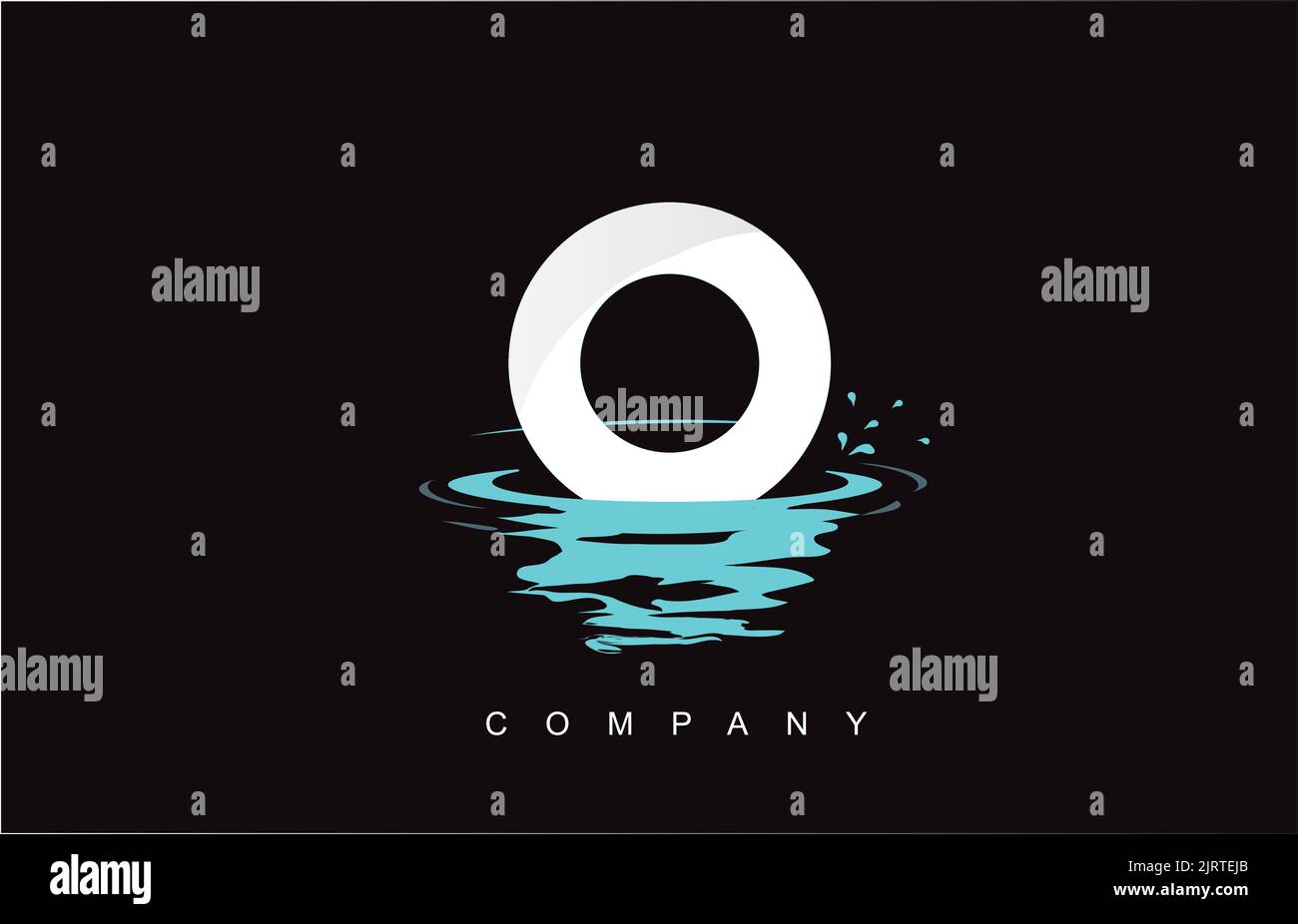 O Letter Logo Design with Water Splash Ripples Drops Reflection Vector ...