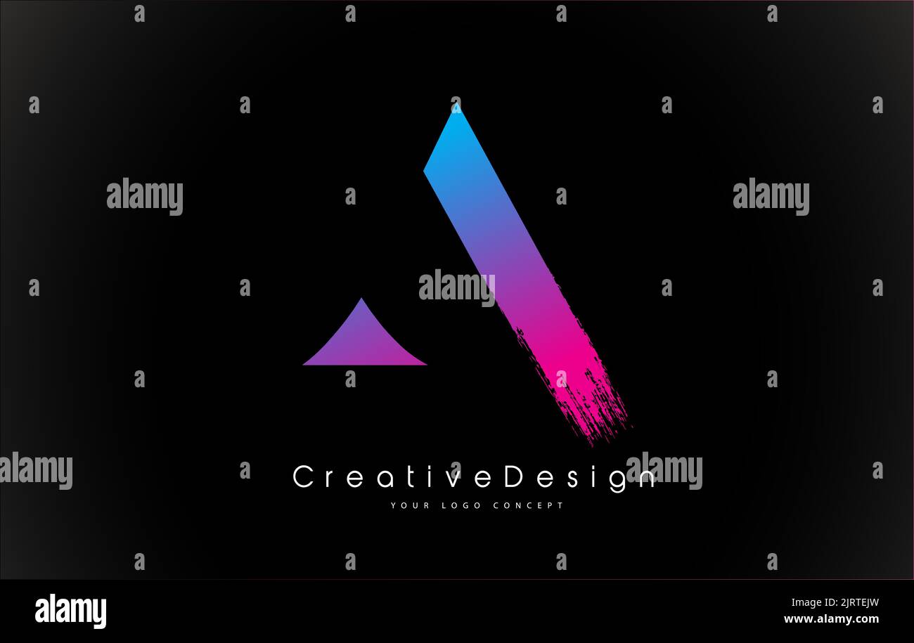 A Letter Logo Design with Creative Pink Purple Brush Stroke Vector ...