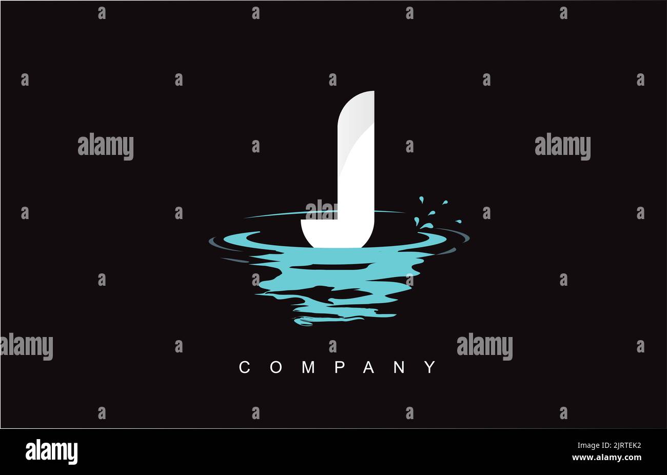 J Letter Logo Design with Water Splash Ripples Drops Reflection Vector ...
