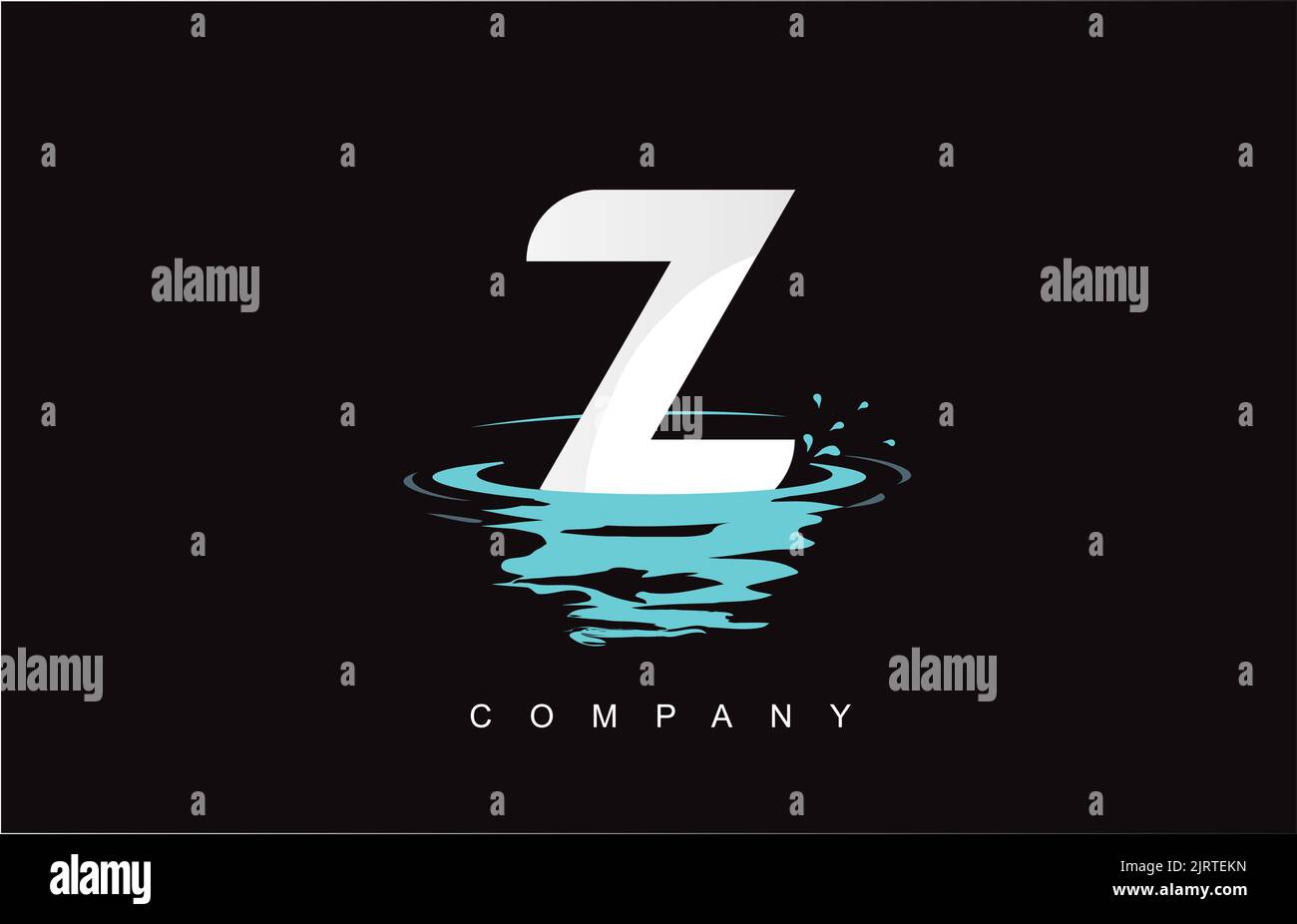 Z Letter Logo Design with Water Splash Ripples Drops Reflection Vector ...