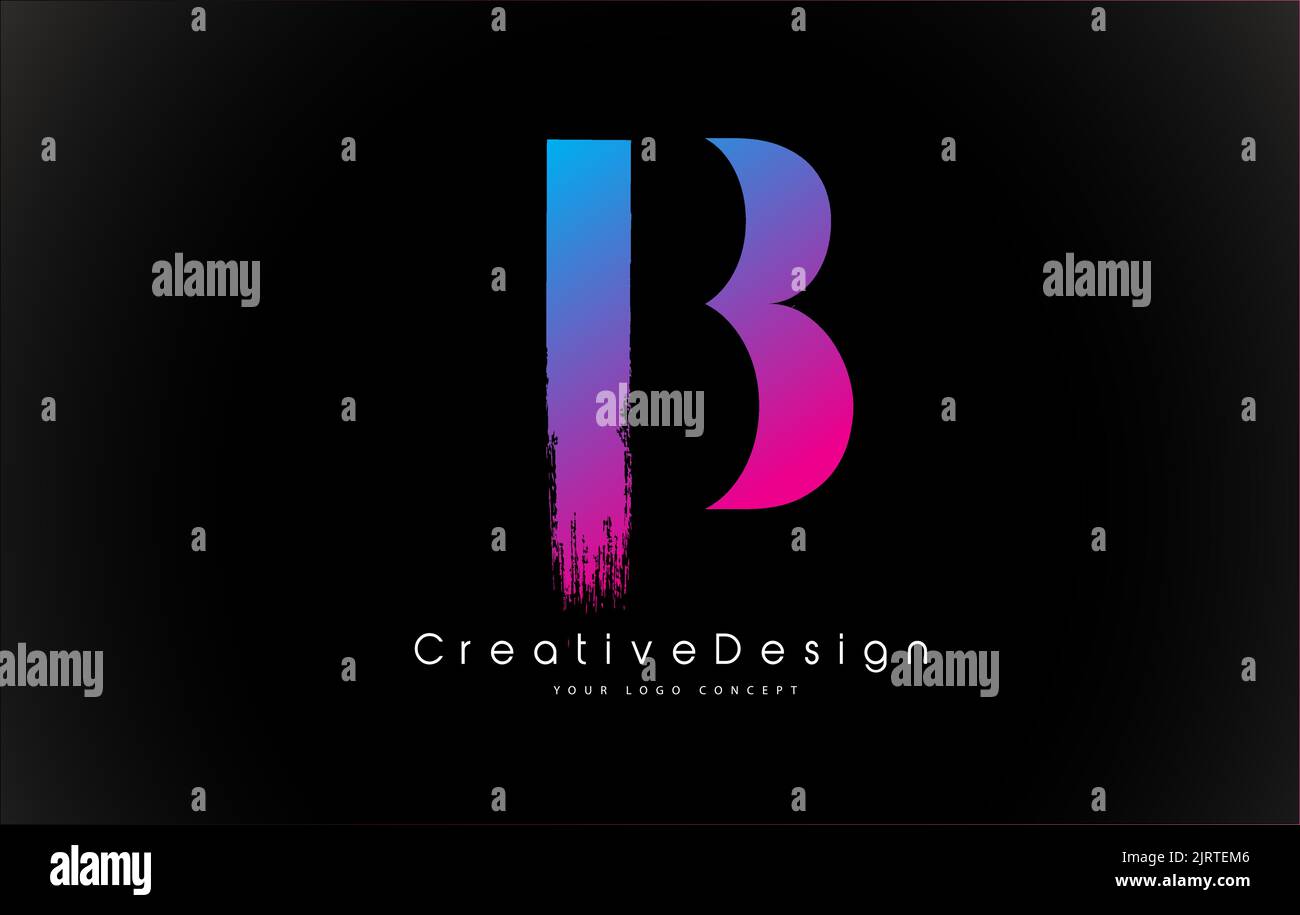B Letter Logo Design with Creative Pink Purple Brush Stroke Vector ...