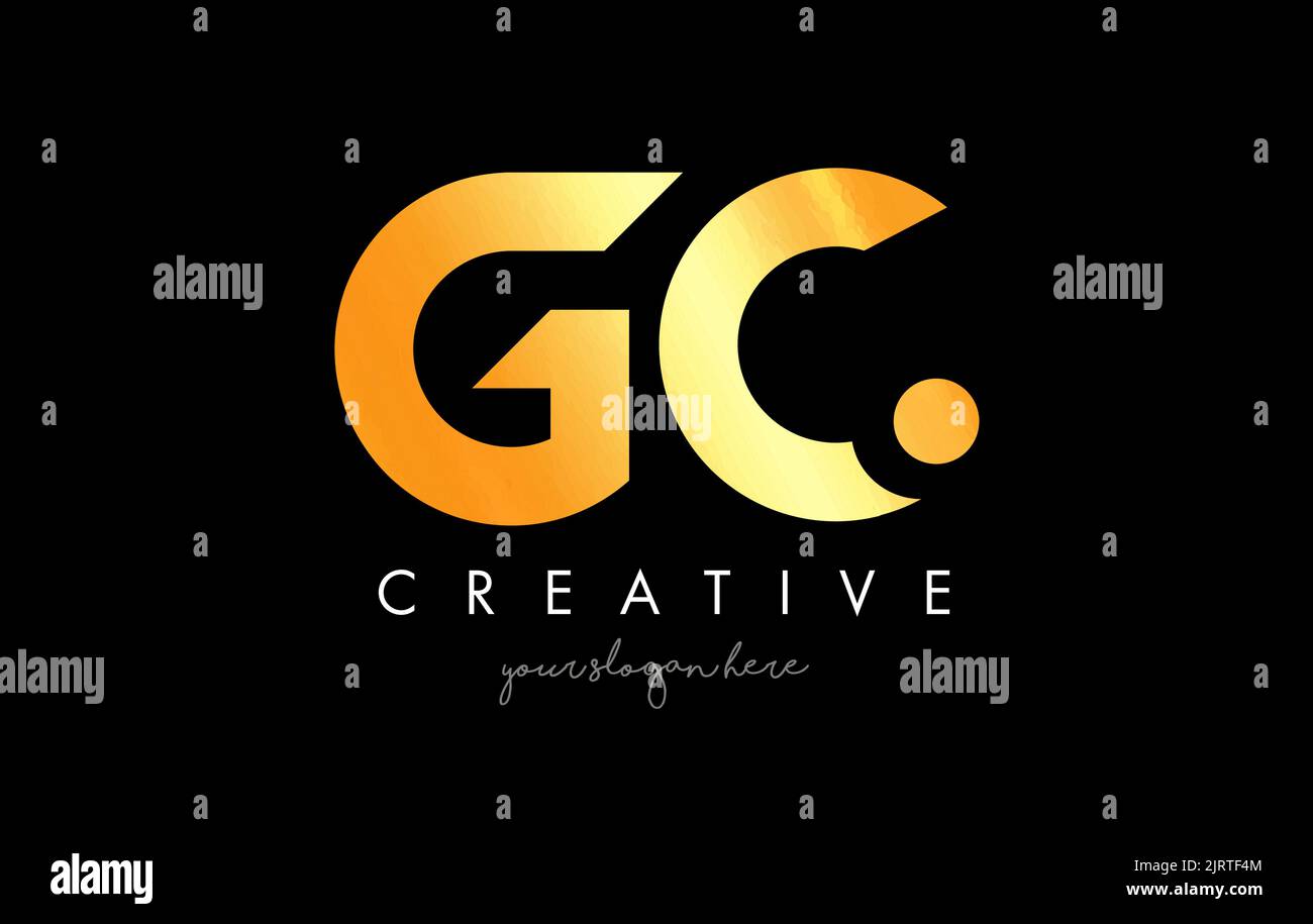 Golden Gold GC Letter Logo Design with Creative Modern Trendy ...