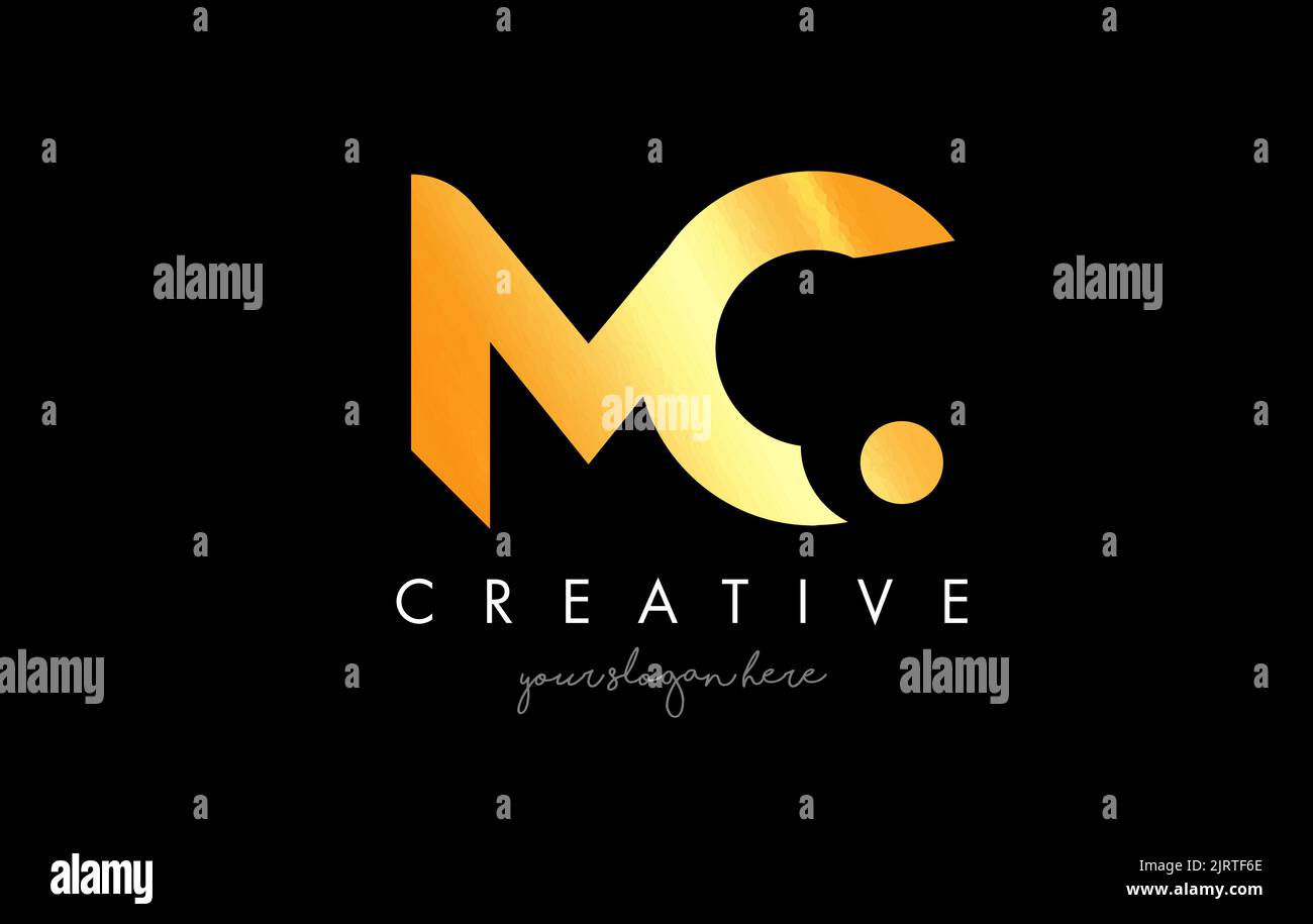 Golden Gold MC Letter Logo Design with Creative Modern Trendy ...