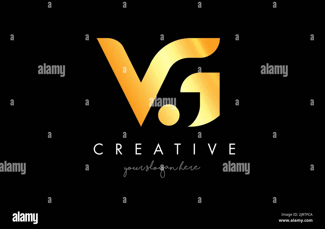 Golden Gold VG Letter Logo Design with Creative Modern Trendy ...