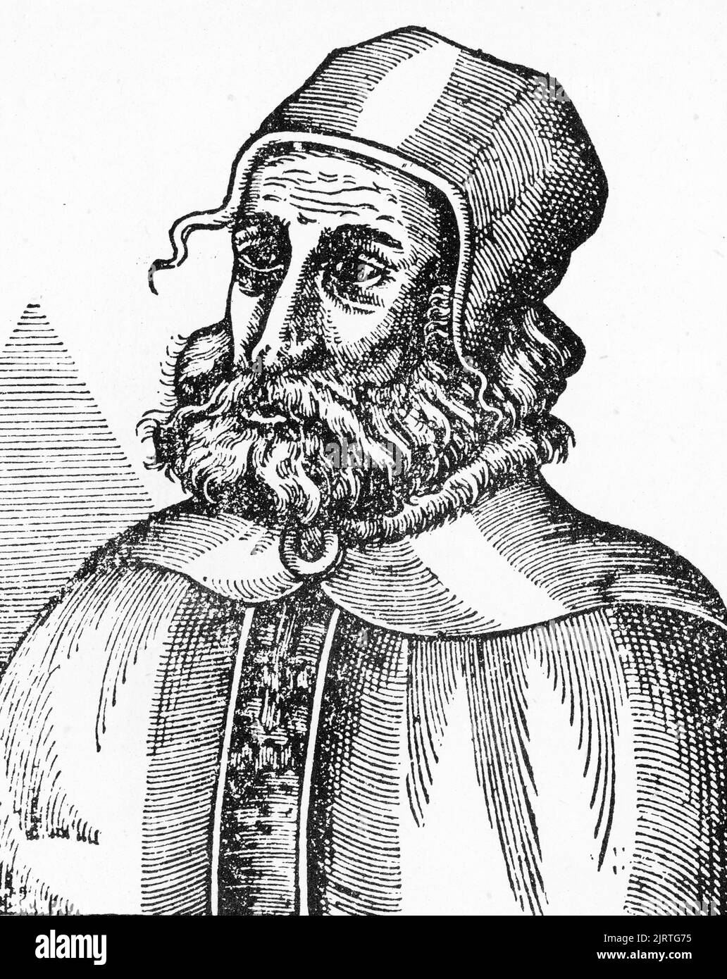 Aelius Galenus or Claudius Galenus (129-cAD 216), often Anglicized as Galen or Galen of Pergamon, 1582. Greek physician, surgeon and philosopher in the Roman Empire. He is considered to be one of the most accomplished of all medical researchers of antiquity. A woodcut from Ambroise Paré's Opera, 1582. Ambroise Paré (c1509-1590). Stock Photo