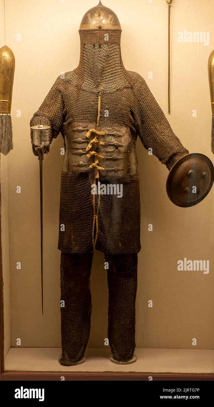 full armour costume of ancient worrier in india. Stock Photo