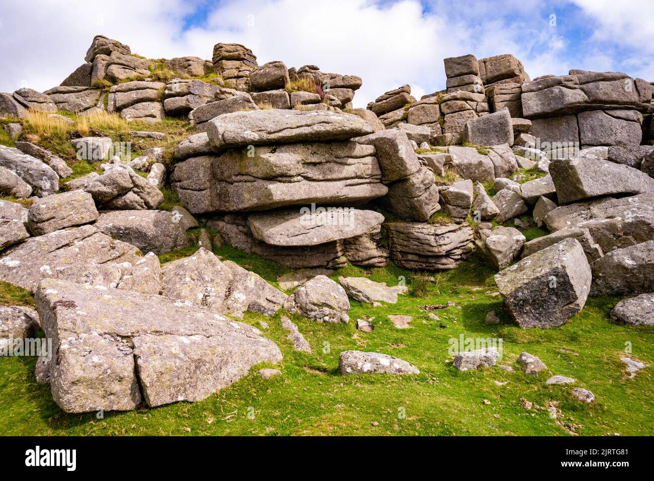 Dramatic granite outcroppings on West Mill Tor, Dartmoor National Park, Devon, UK. Stock Photo