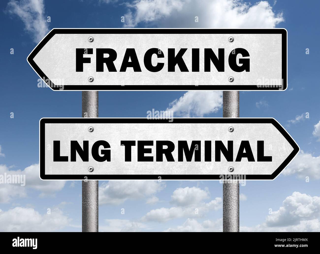 Hydraulic Fracturing to Liquefied natural gas terminal Stock Photo