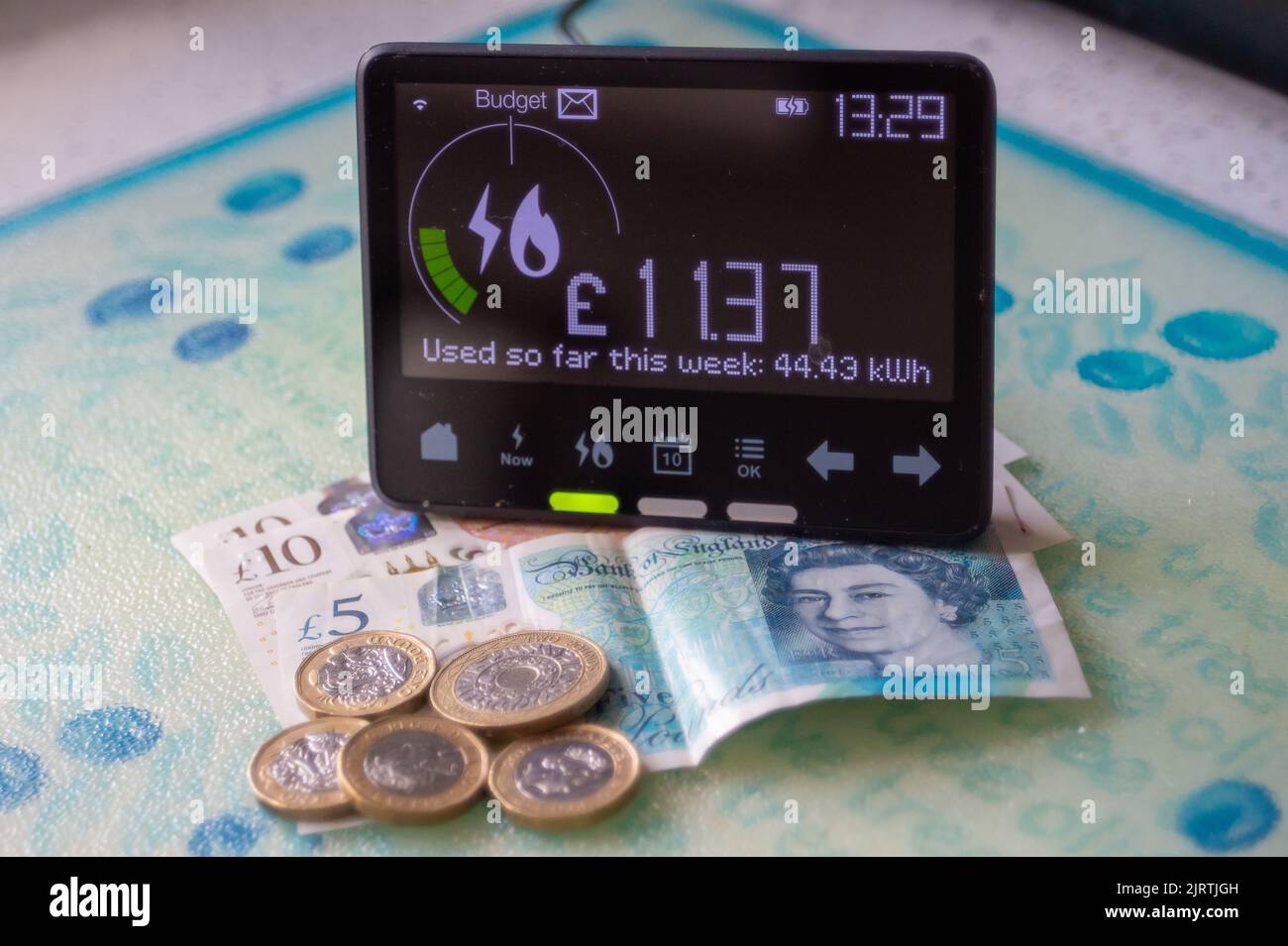 Slough, Berkshire. 26th August, 2022. A dual fuel energy smart meter in
