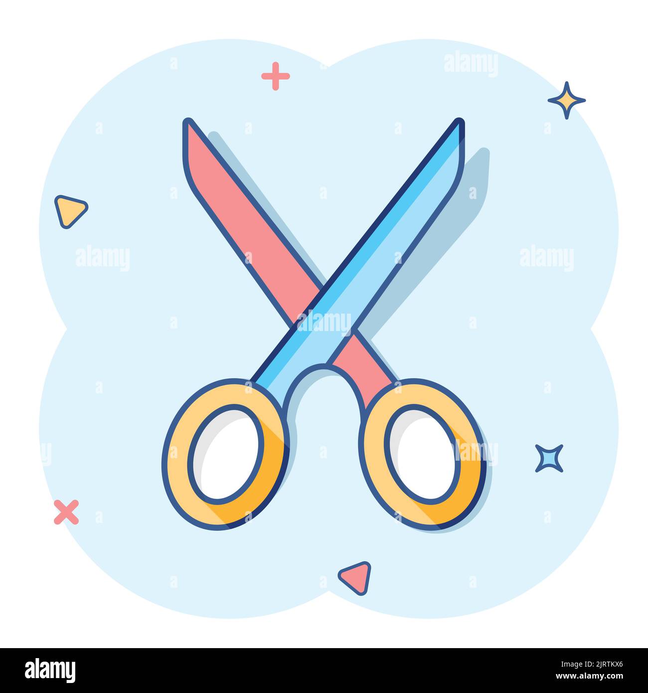 Vector cartoon scissors icon in comic style. Scissor sign illustration
