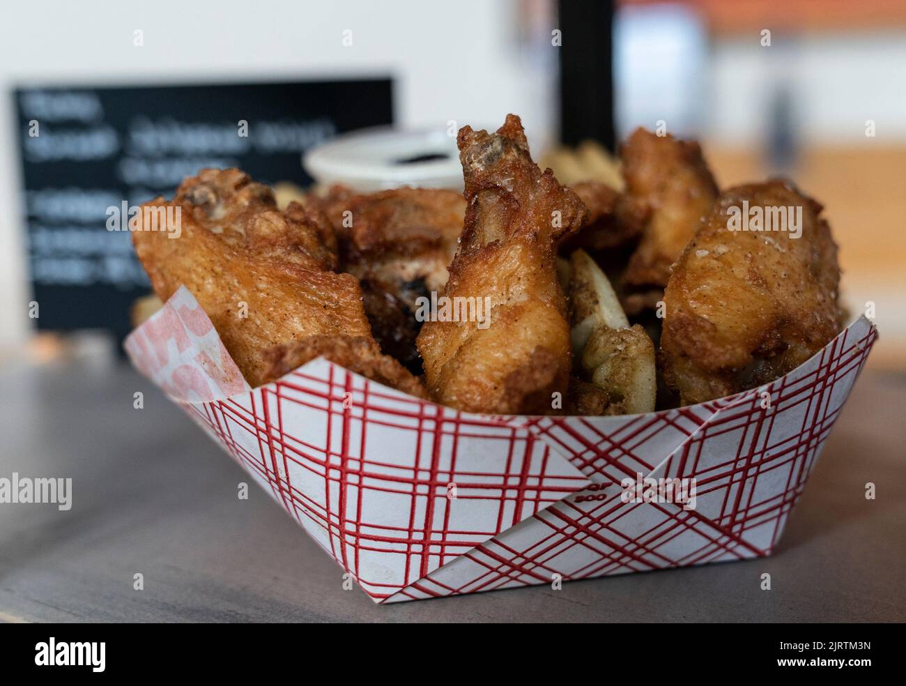 New York, United States. 25th Aug, 2022. Chicken wings by Fuku on