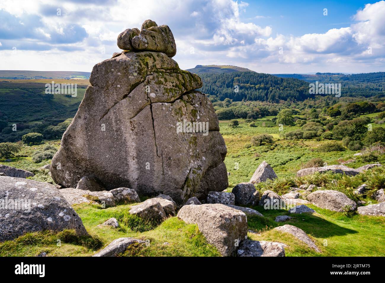 Cuckoo Rock is a granite outcrop on the slope of Combshead Tor in Dartmoor National Park, Devon, UK Stock Photo