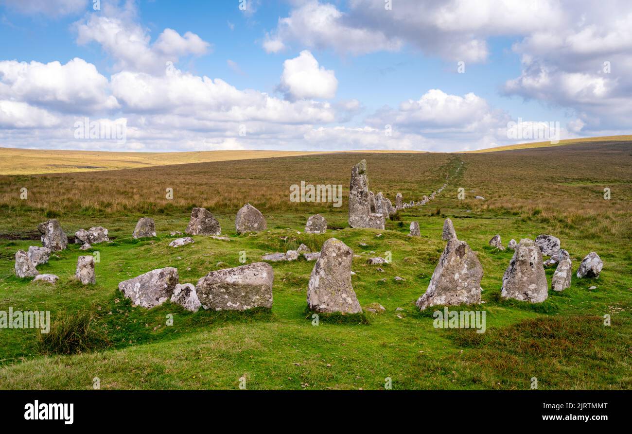 Down Tor cairn circle, also called Hingston Hill circle adjoins a stone