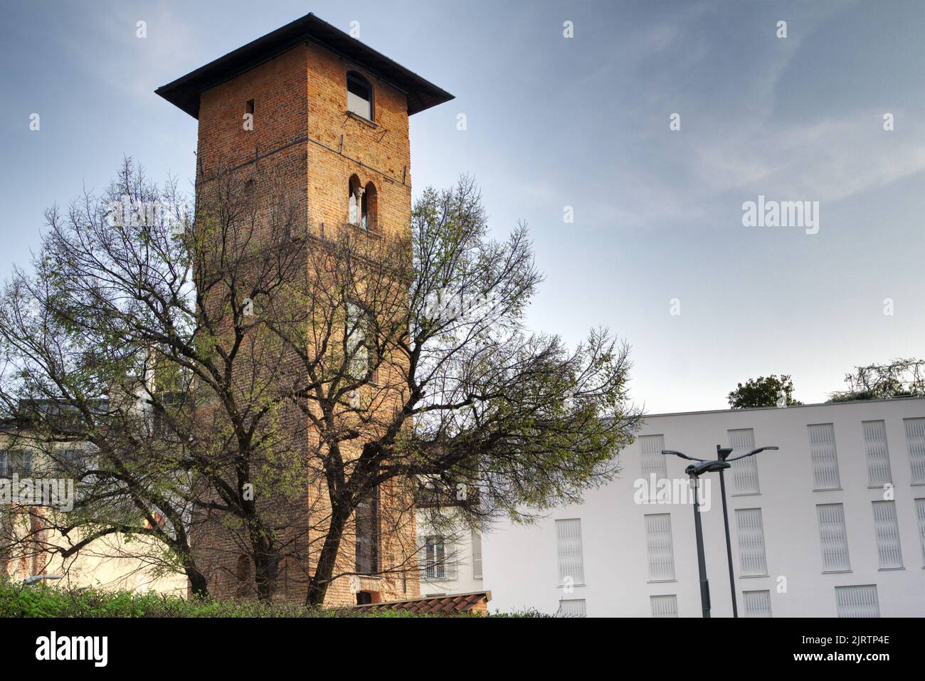 Old Milan - The Medieval Torre dei Gorani (Gorani's Tower), 11th century - Via Brisa, Milan Stock Photo