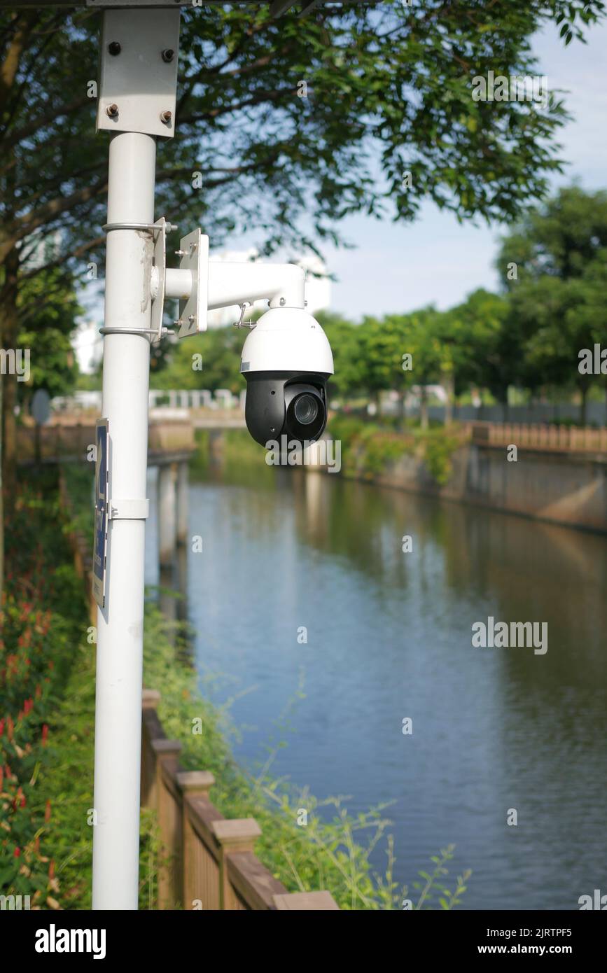 CCTV security camera operating outdoor Stock Photo Alamy