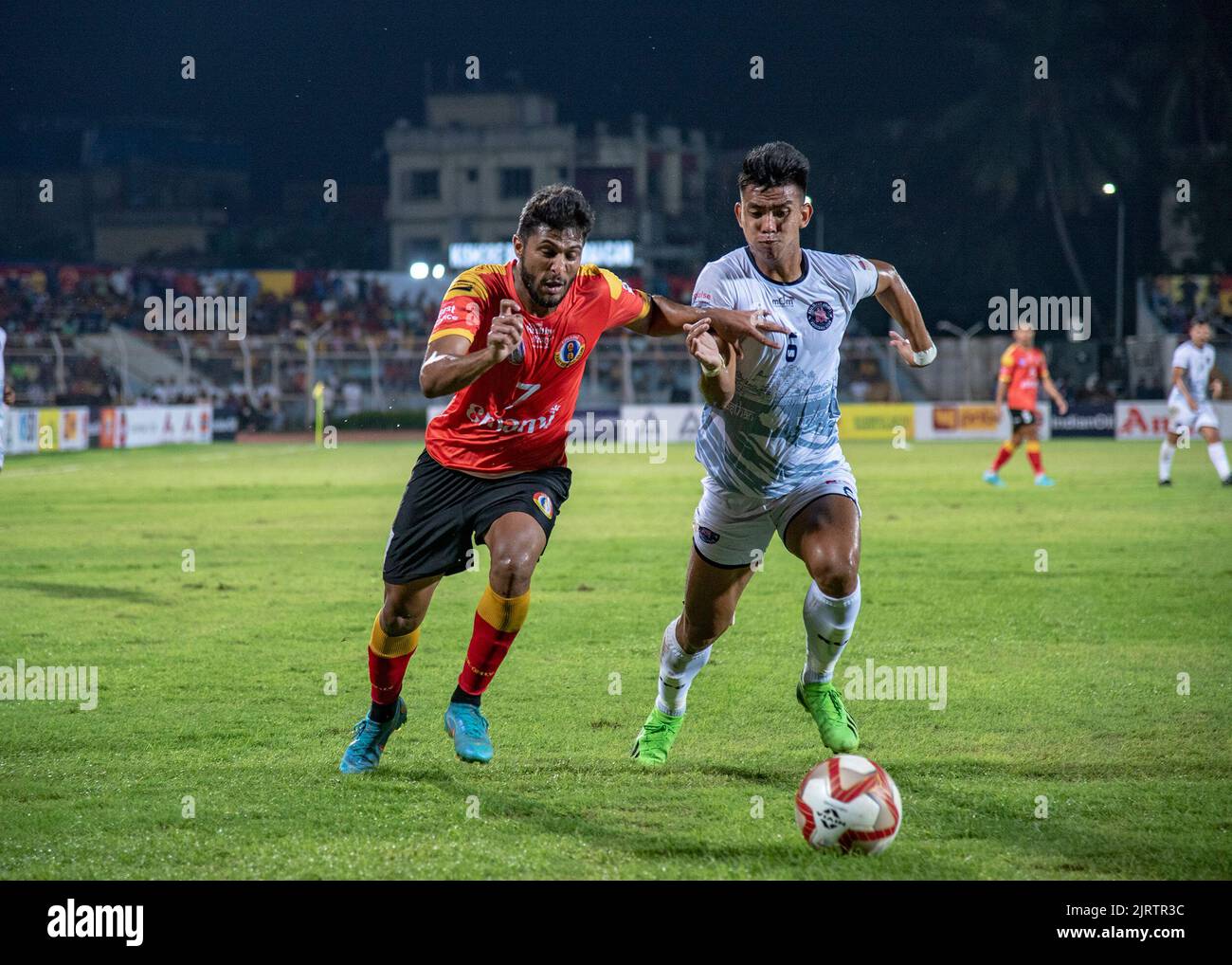 Emami East Bengal Football Club(EEBFC) and Rajasthan United Football Club(RUFC) played goal less draw in group B encounter of 131st Durand Cup match at KishorBharati Stadium, Jadavpur, Kolkata on 25th August,2022. (Photo by Amlan Biswas/Pacific Press) Stock Photo