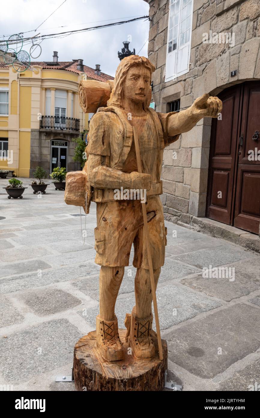 A Statue of A Pilgrim in Caldas De Reis Galicia in Northern Spain Stock Photo Alamy