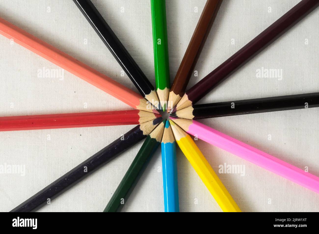 New Pencils Textured Set on a White Background Stock Photo