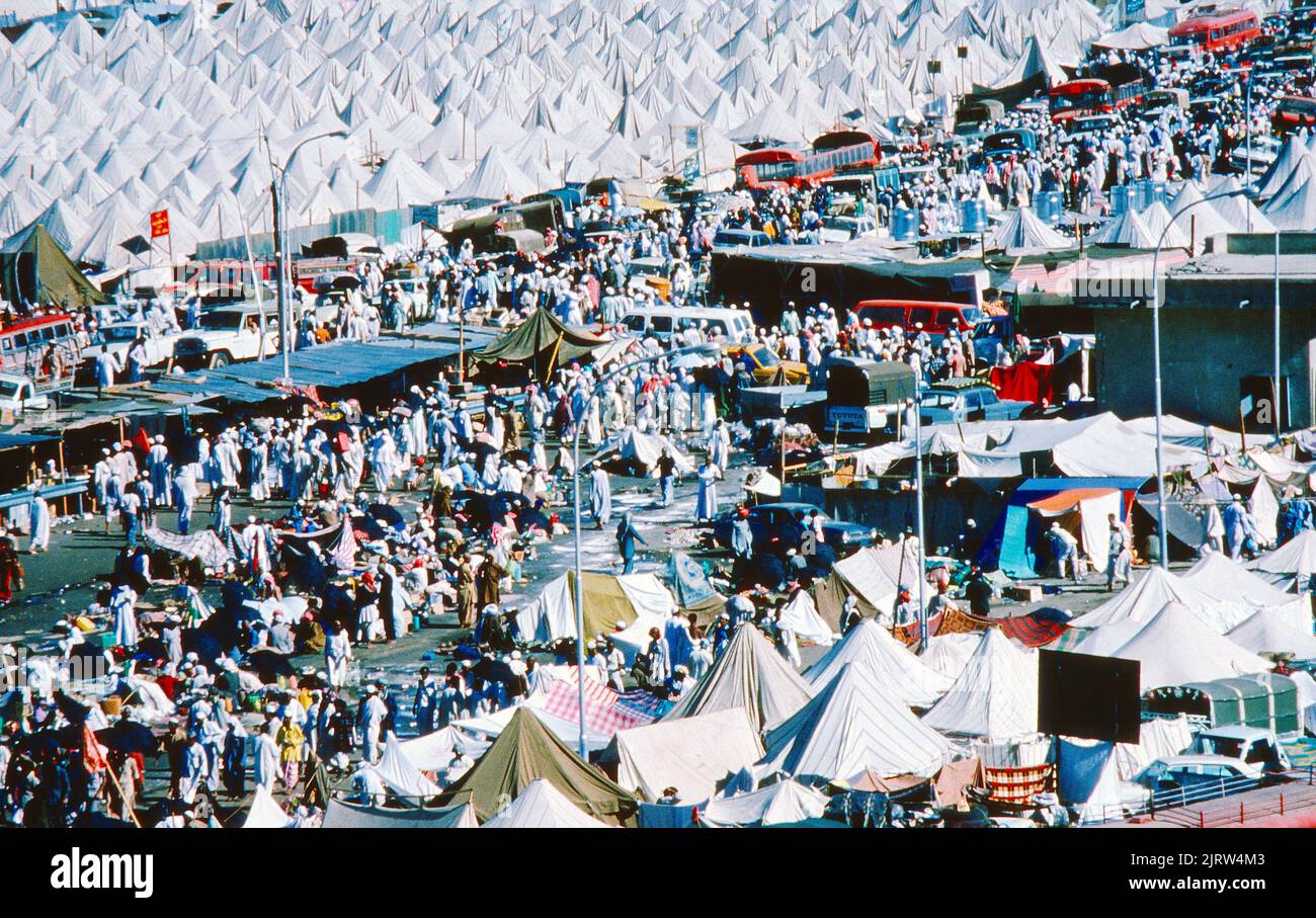 Makkah Saudi Arabia Hajj Pilgrims Tents by Arafat Jebel-ur-rahma Stock Photo