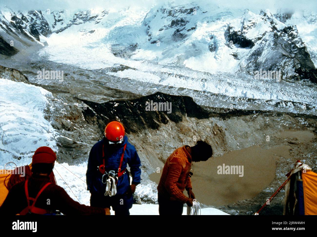 Nepal Climbers on top of Mount Everest Stock Photo