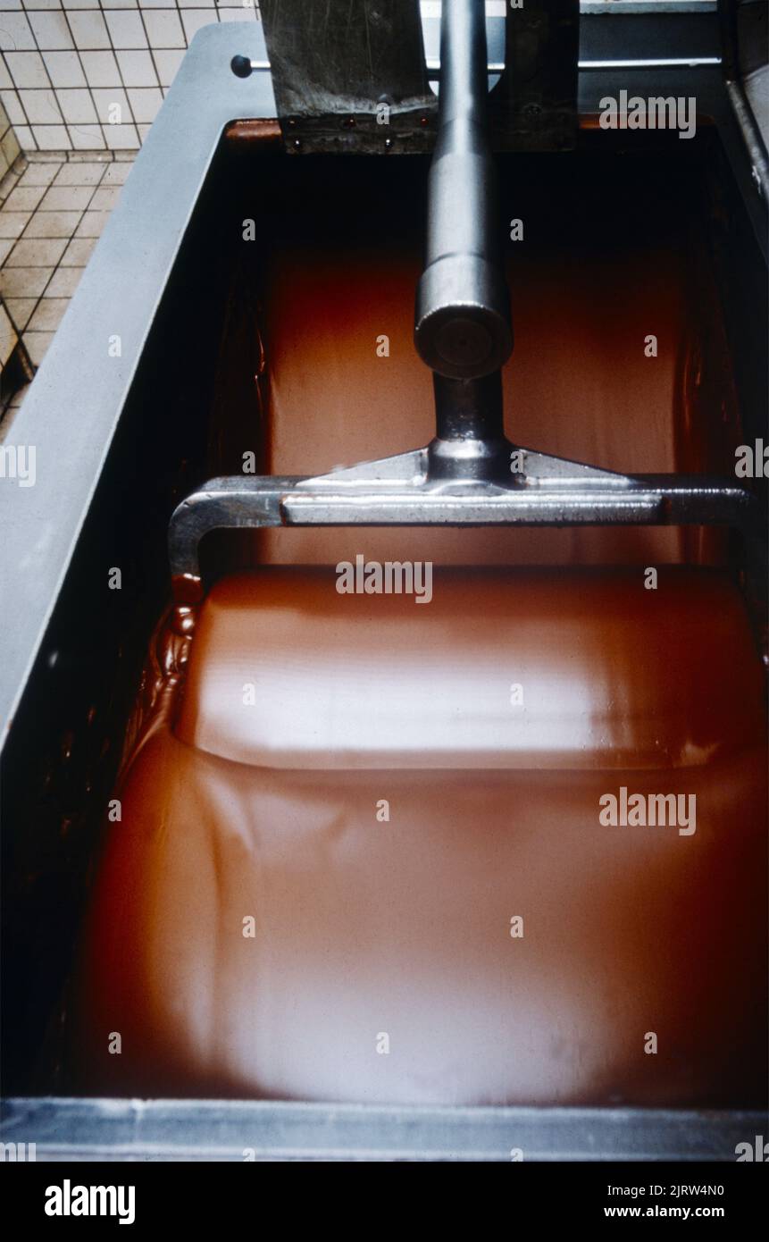 Making Chocolate Liquid Chocolate In Vat in Factory Stock Photo Alamy