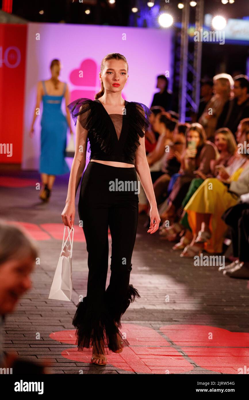 Brisbane, Australia. 26th Aug, 2022. Models walk a fashion runway