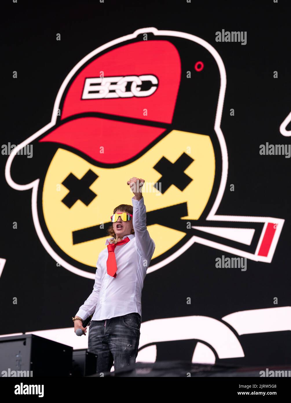 Sam Robinson from Bad Boy Chiller Crew performs during the Leeds