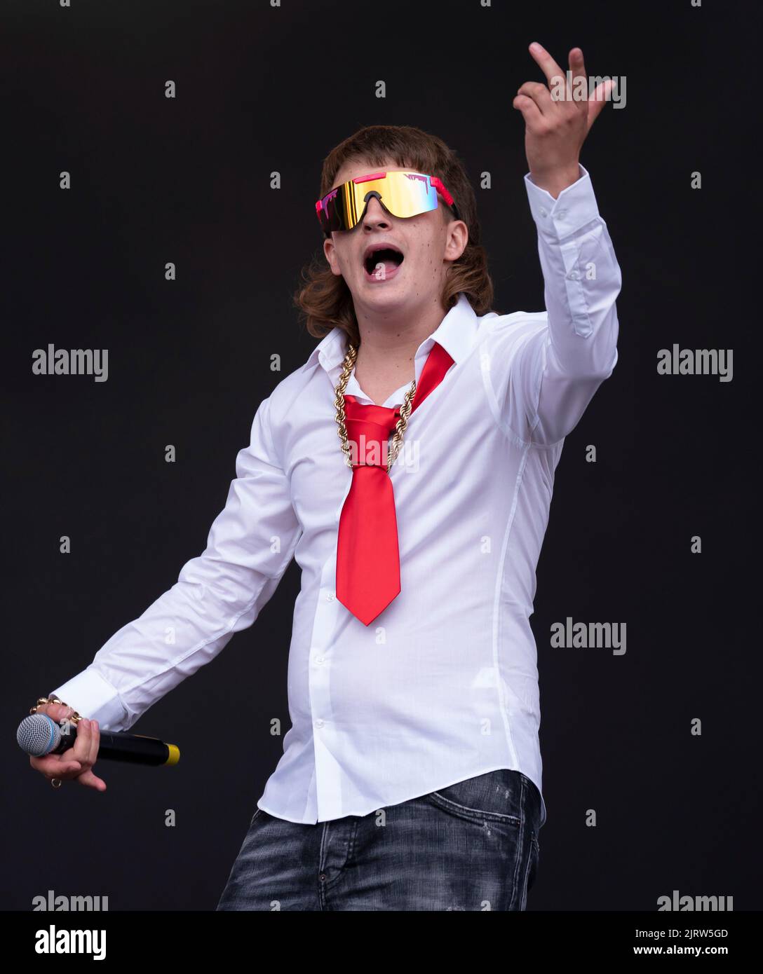 Sam Robinson from Bad Boy Chiller Crew performs during the Leeds