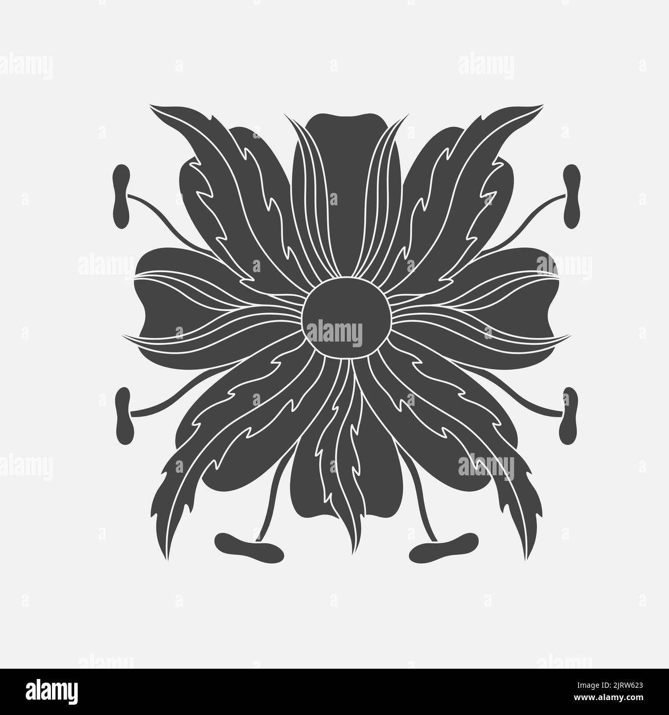 Art nouveau style flower plant basic element. 19201930 years vintage