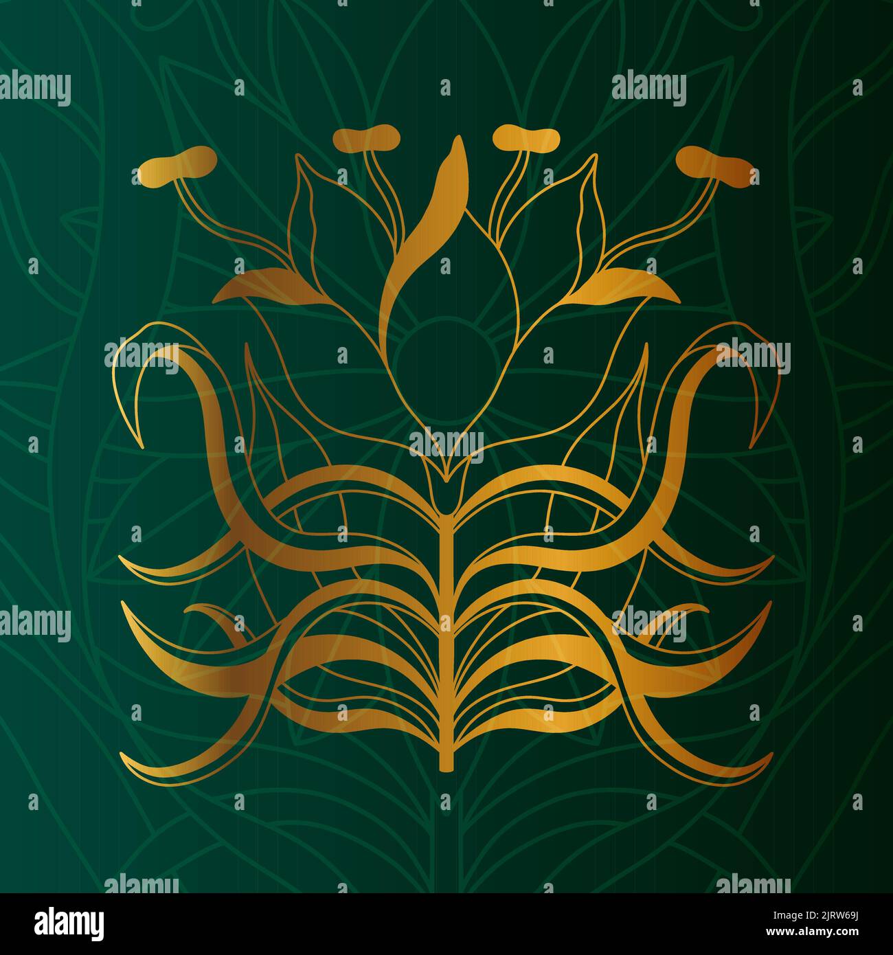 Art nouveau style flower plant basic element. 1920-1930 years vintage ...