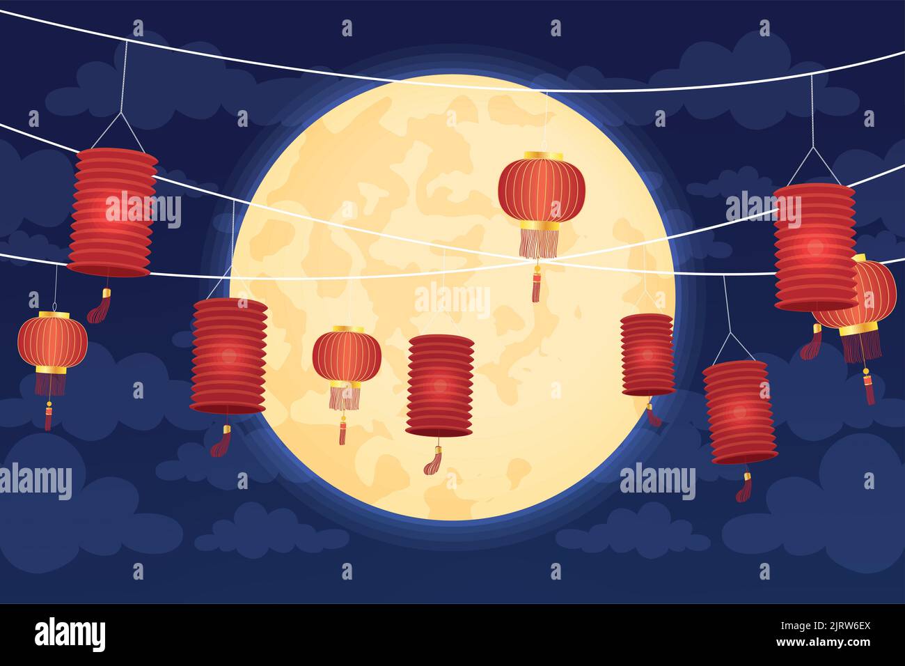 mid autumn festival night with lanterns Stock Vector Image & Art - Alamy