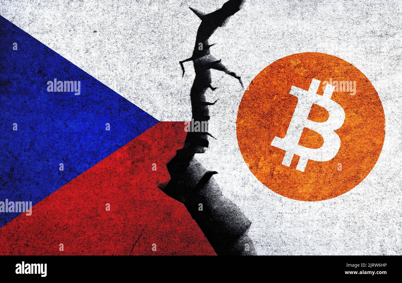Czech Republic flag on a bitcoin cryptocurrency coin. 3D Rendering Stock  Photo - Alamy