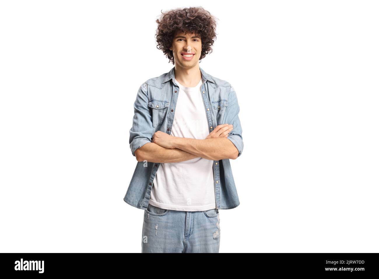 Portrait young guy curly hair hi-res stock photography and images - Alamy