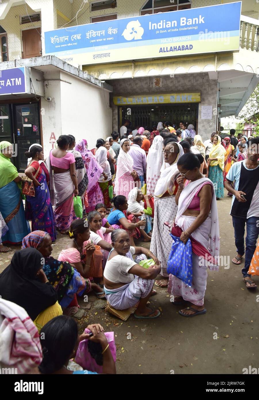 August 25, 2022, Guwahati, Guwahati, India Bank account holder queue